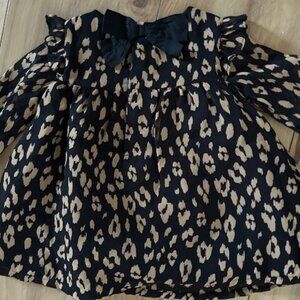 size 24m 24 m baby little girl fancy pretty short dress long shirt leopard black